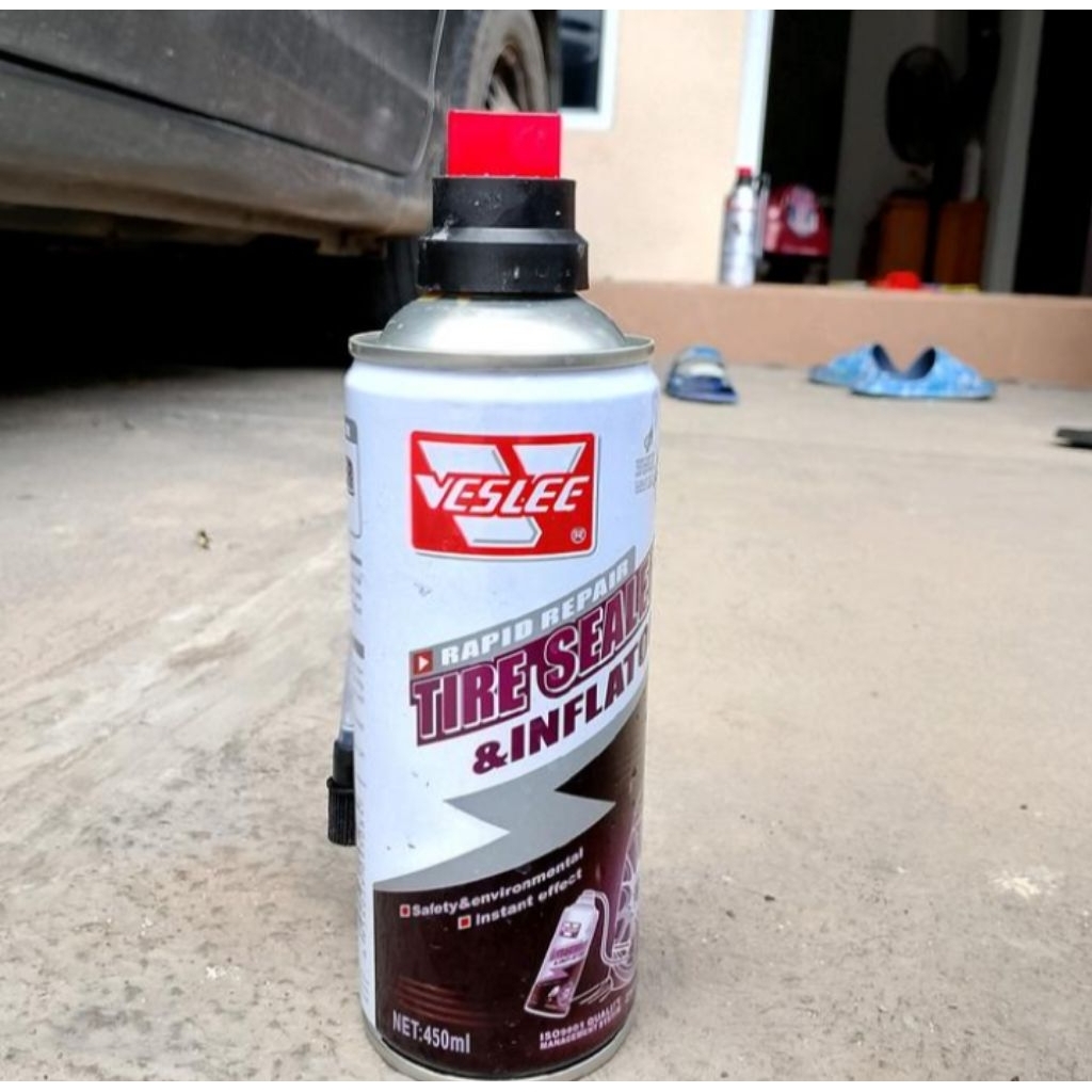 Iguana_Veslee Tire inflator dan Sealer 450 ml Cairan Tambal ban anti bocor skaligus isi angin cocok 