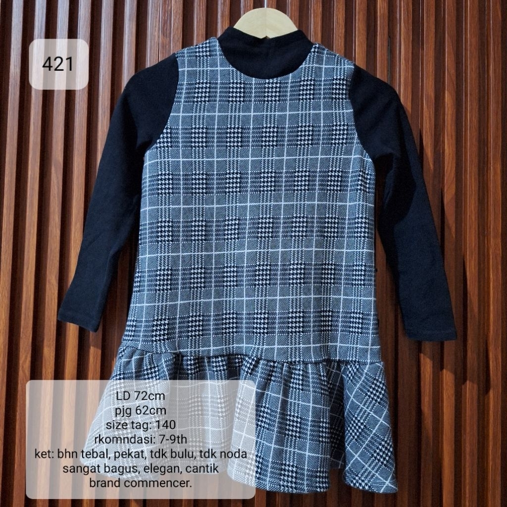 DRESS ANAK 7-9 TAHUN HITAM MOTIF C0MMENCER MURAH (421)