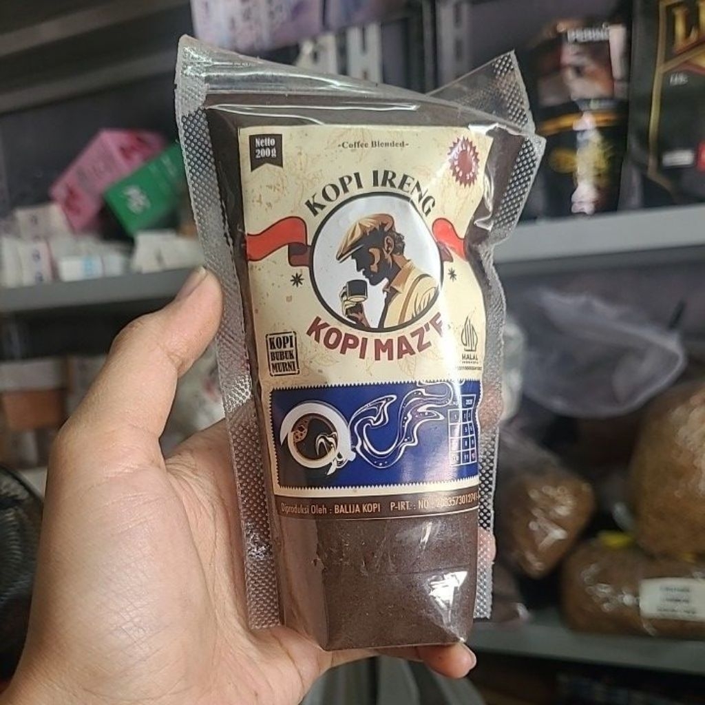 

Kopi Ireng Kopi Maz'e Kopi Bubuk Murni Blended By Balija Kopi 200gram