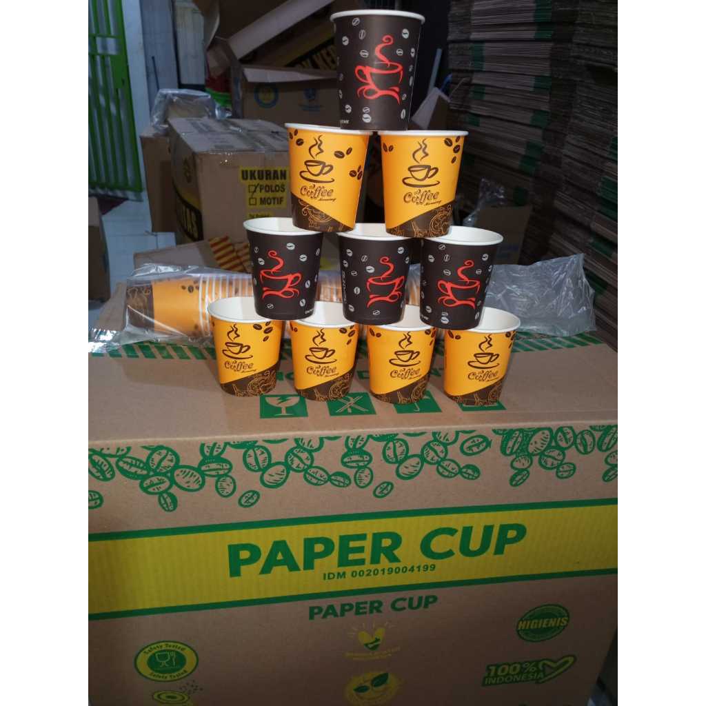 Hot Paper Cup Motif / Gelas Kertas Motif Paper Cup 4 Oz / 120ML [KARTON]