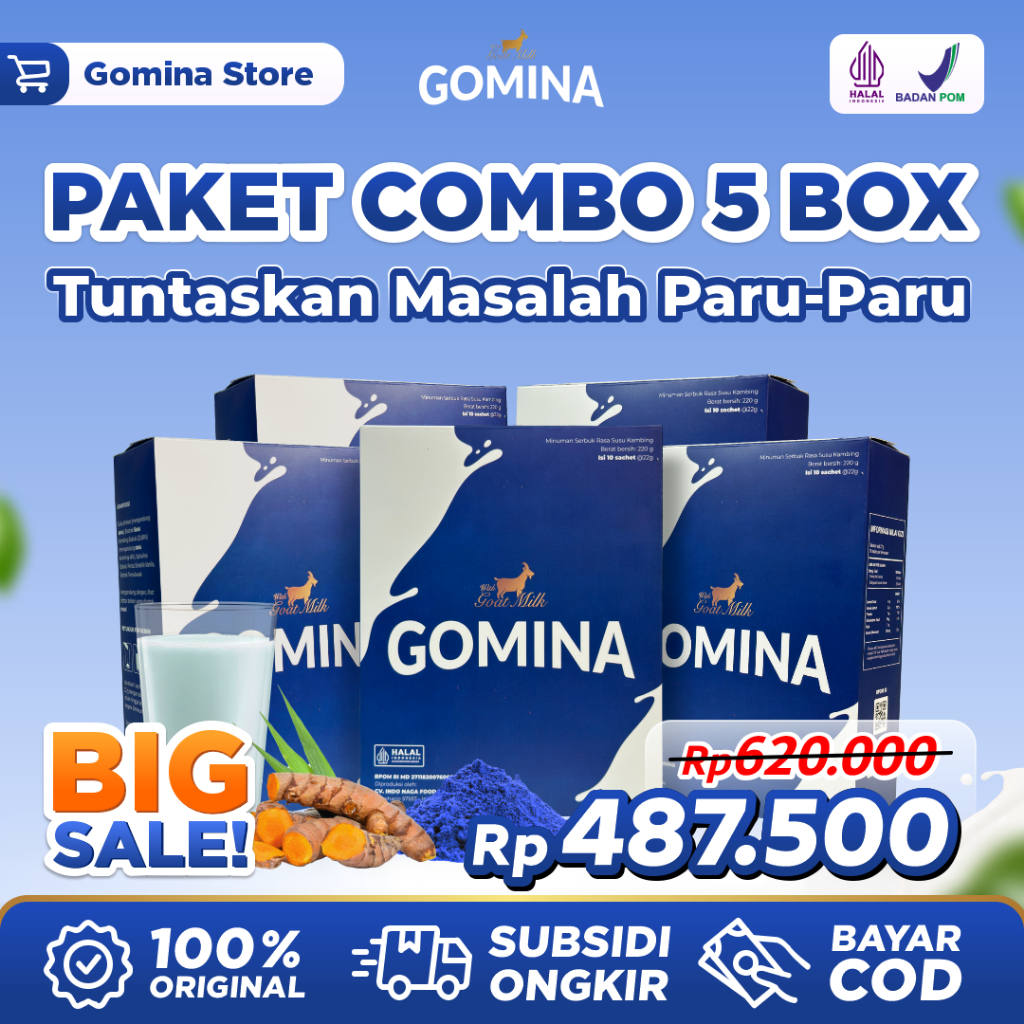 

Gomina Paket Combo 5 Box Susu Kambing Etawa - Mengatasi Nyeri Sendi dan Menyehatkan tubuh Pernapasan Lancar 100% Original