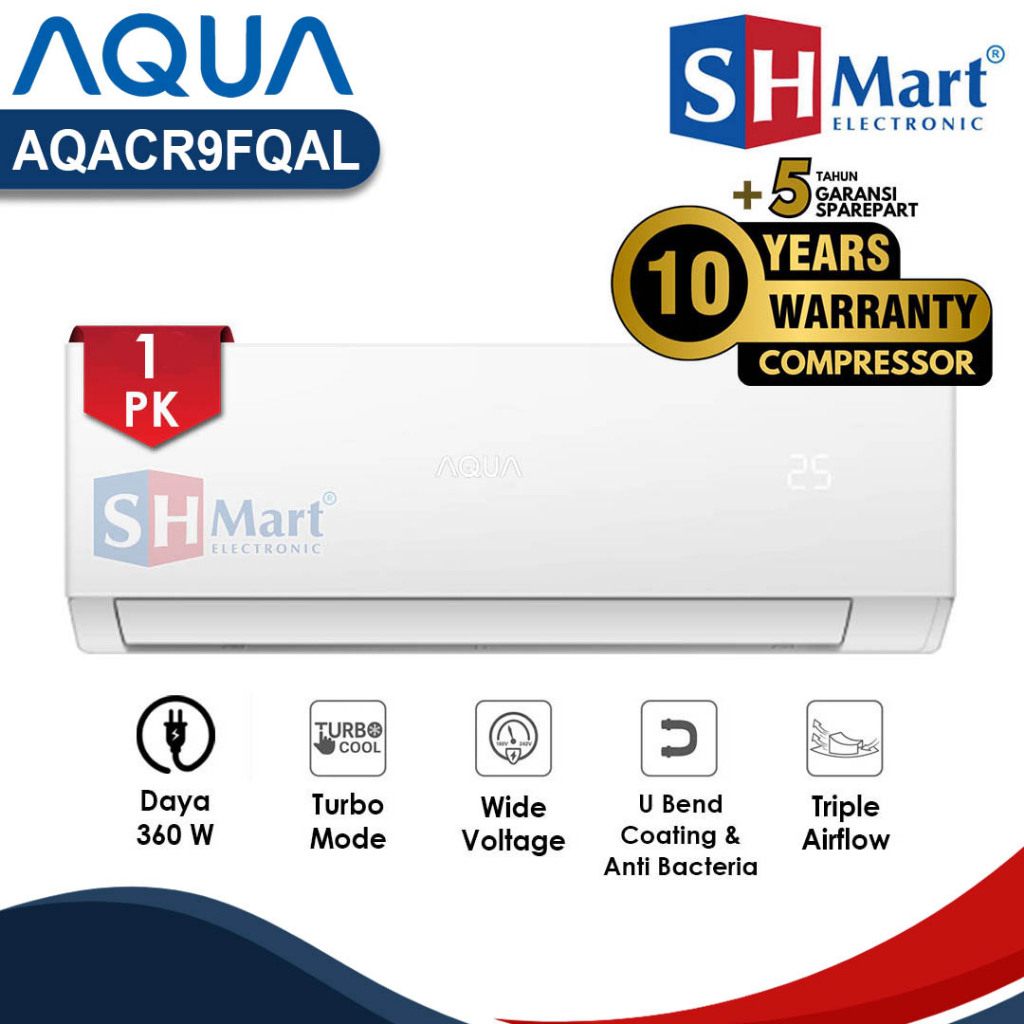 Aqua Ac 1 Pk AQA-CR9FQAL / AQA-KR/CR09FQAL Anti Corrosion Blue Fin Garansi Resmi (MEDAN)