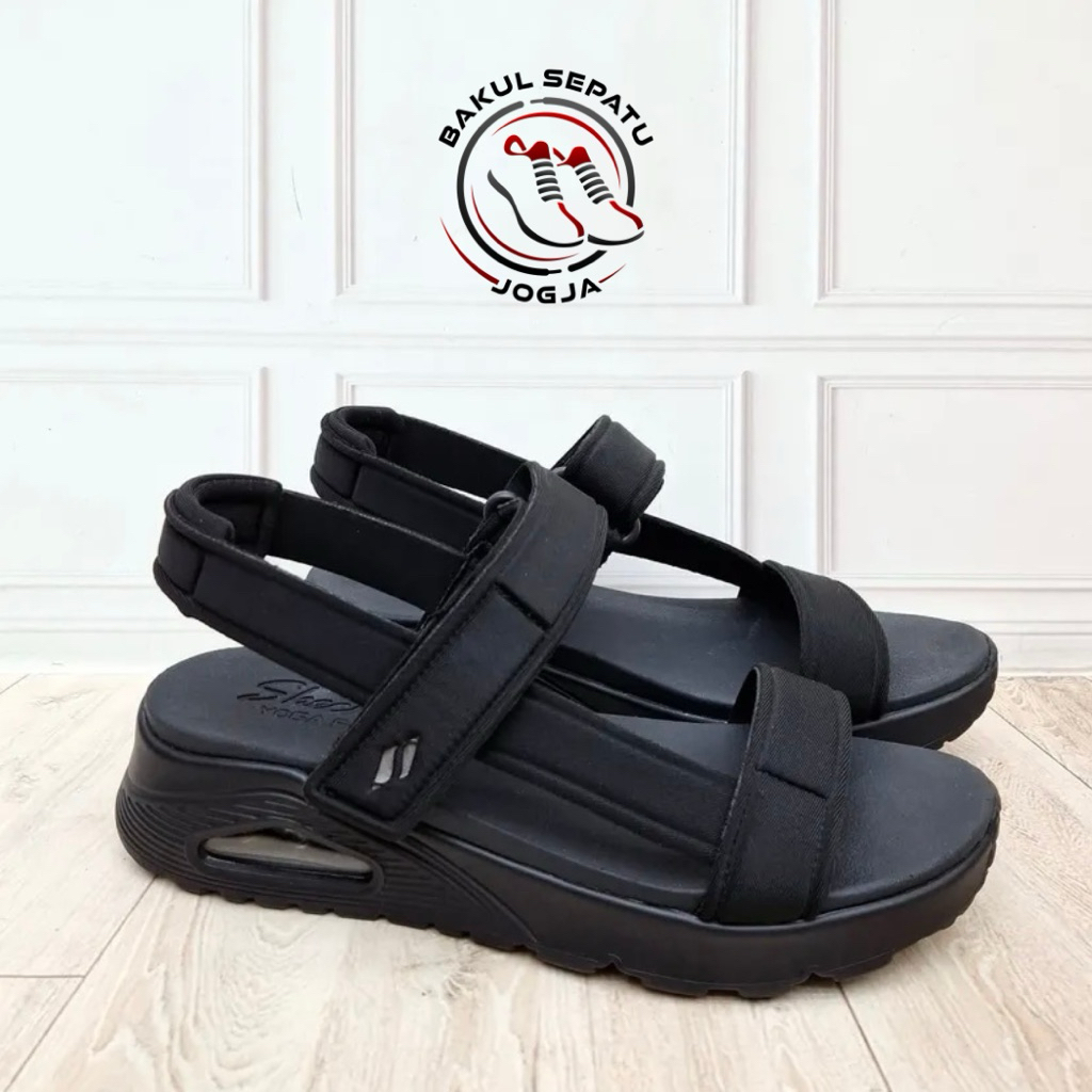 Sandal Wanita SKECHERS Uno Summer Black (Size 39) Sepatu Sandal Selop Wanita Casual Dewasa