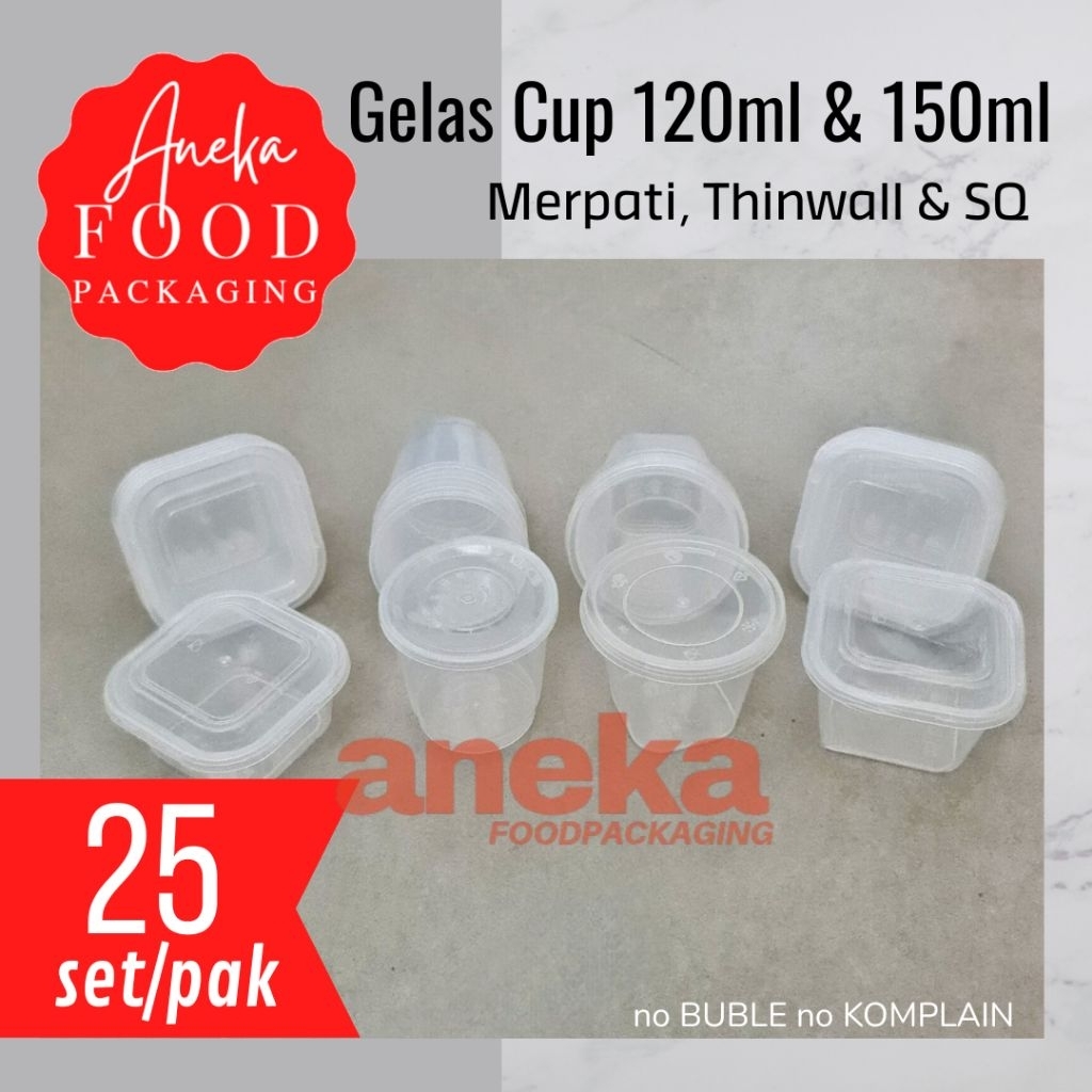 25et- Thinwall cup SQ 120, SQ 150, 120ml & 150ml gelas plastik merpati puding jelly ice cream tahan 