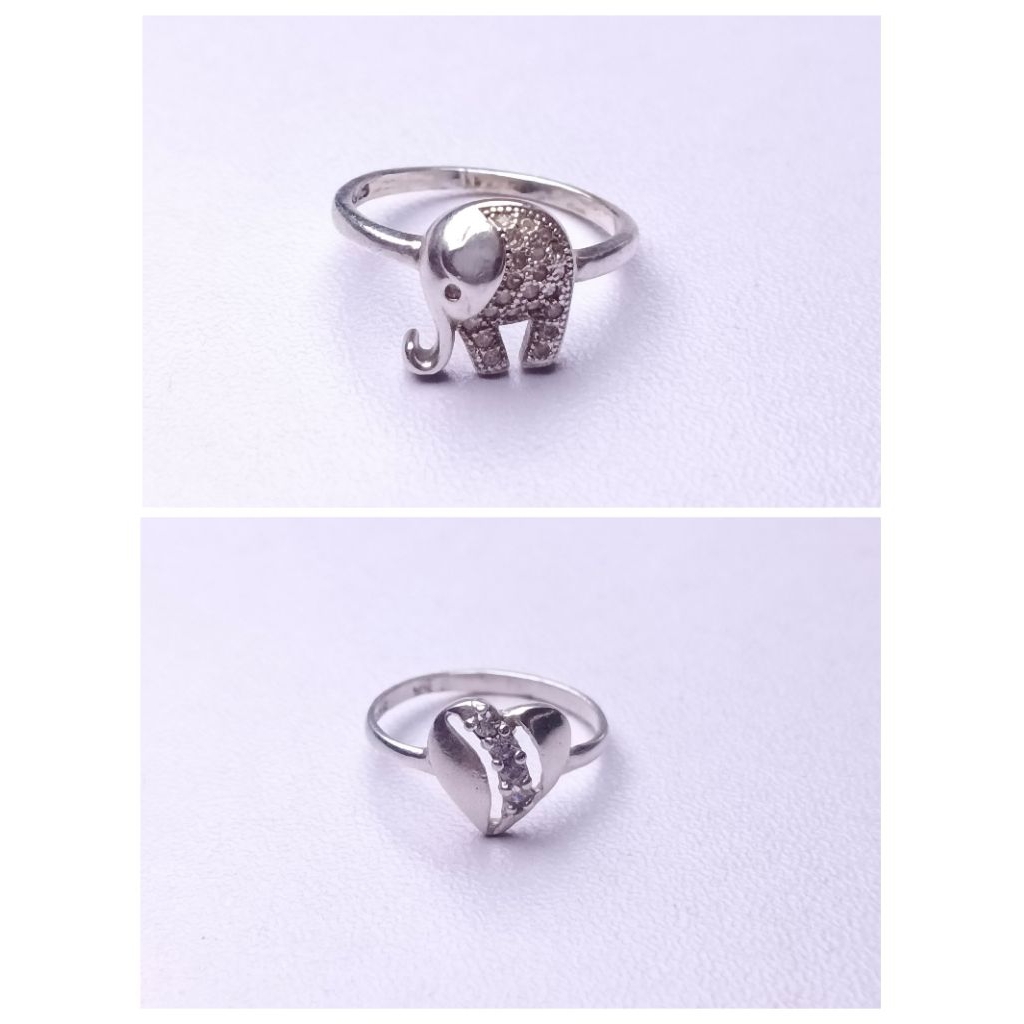 Cincin Perak Anak/Cincin Perak Asli 925/Cincin Anak Love/Cincin Anak Model Gajah/Lapis Emas Putih