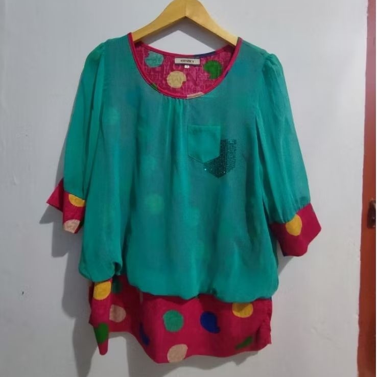 Preloved blus sifon kombinasi