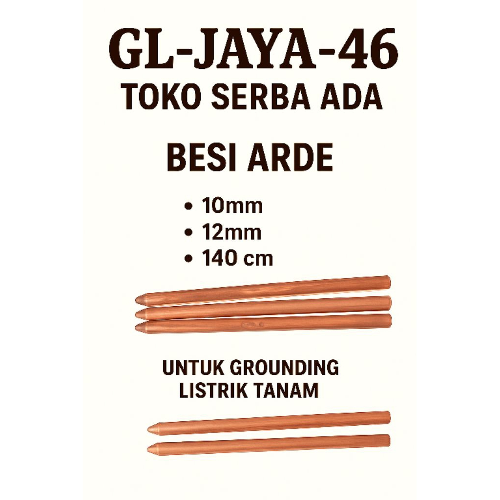 Besi Arde Grounding 8 mm 10 mm 12 mm Panjang 140 cm