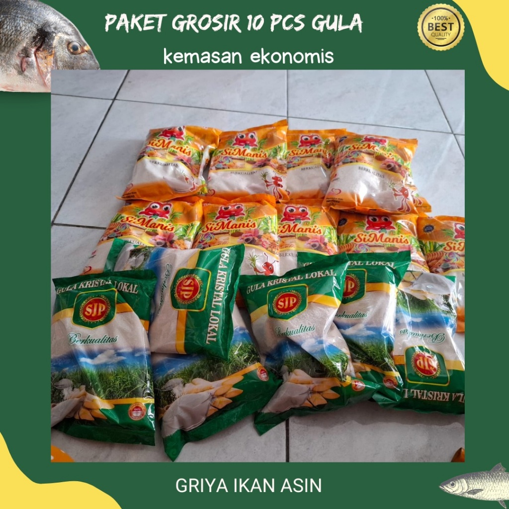 

gula pasir lokal kemasan 800 gram isi 10 pcs/paket grosir gula lokal SJP simanis 10 pack termurah