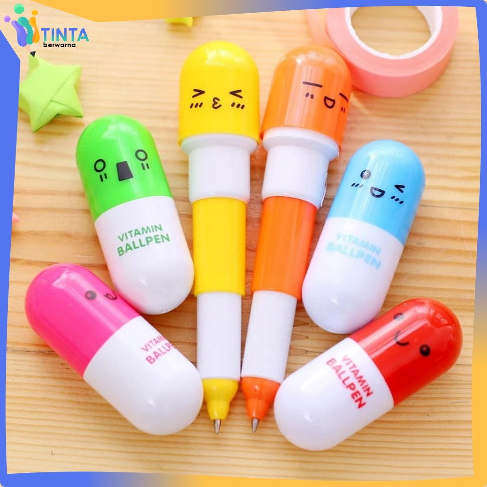 

Pena Kapsul / Pulpen Emoticon Vitamin / Pen Unik / Pulpen Stationary Souvenir Pernikahan Tinta Berwarna A4