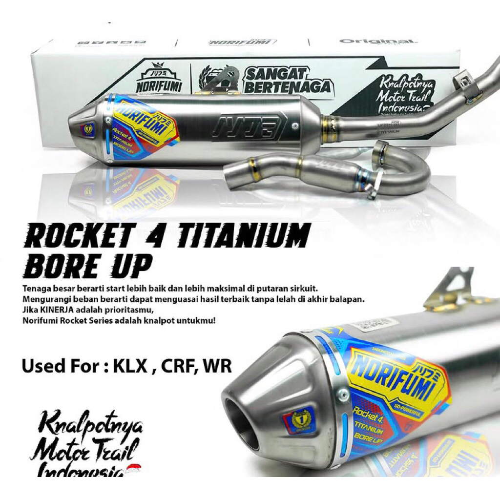 knalpot norifumi rocket 4 titanium bore up klx/crf/wr