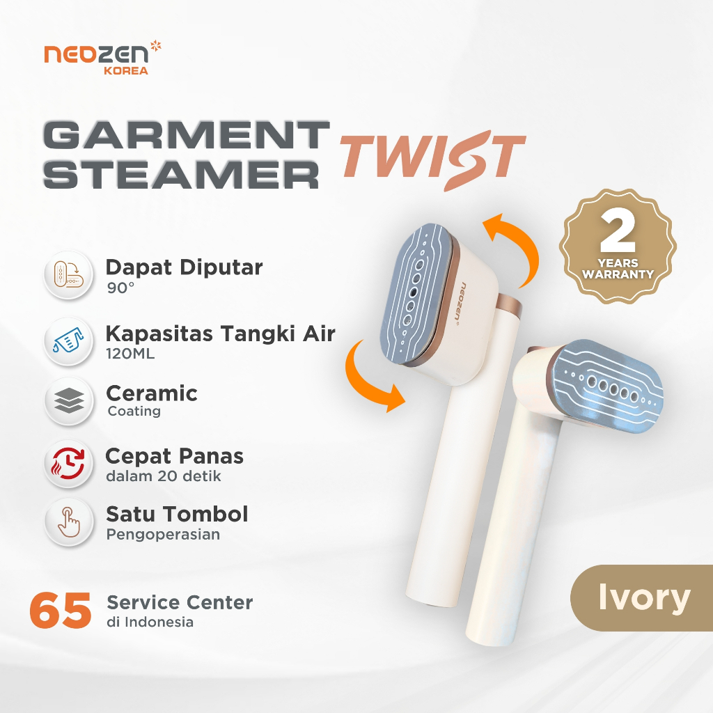 Neozen Garment Steamer Twist Ivory - Setrika Uap Pakaian Mini Travel Portable Steam Iron Multifungsi