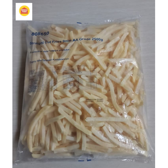 

Potato Straight Cut Fries 9mm Frozen Aviko ( 2.5 Kg )