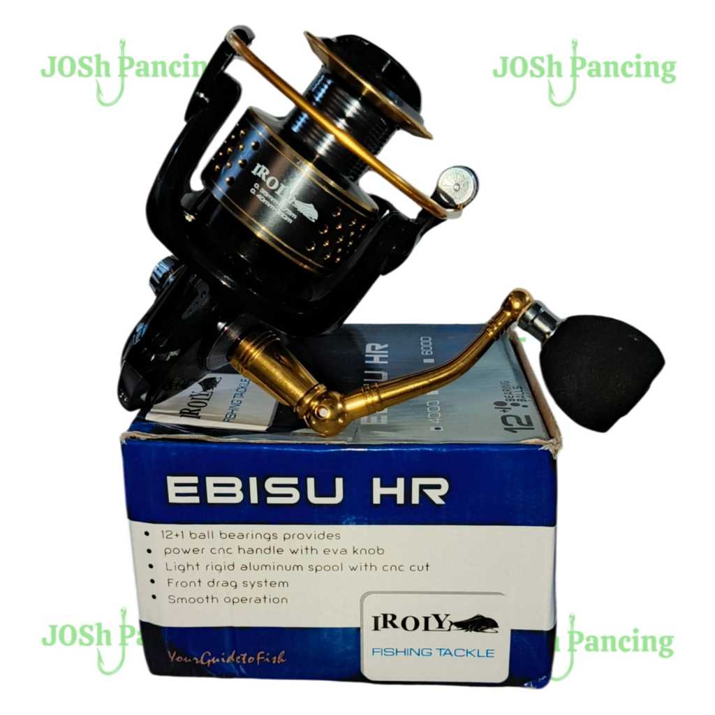 reel pancing kuat 12+1 bearing Iroly Ebisu HR 4000 power handle