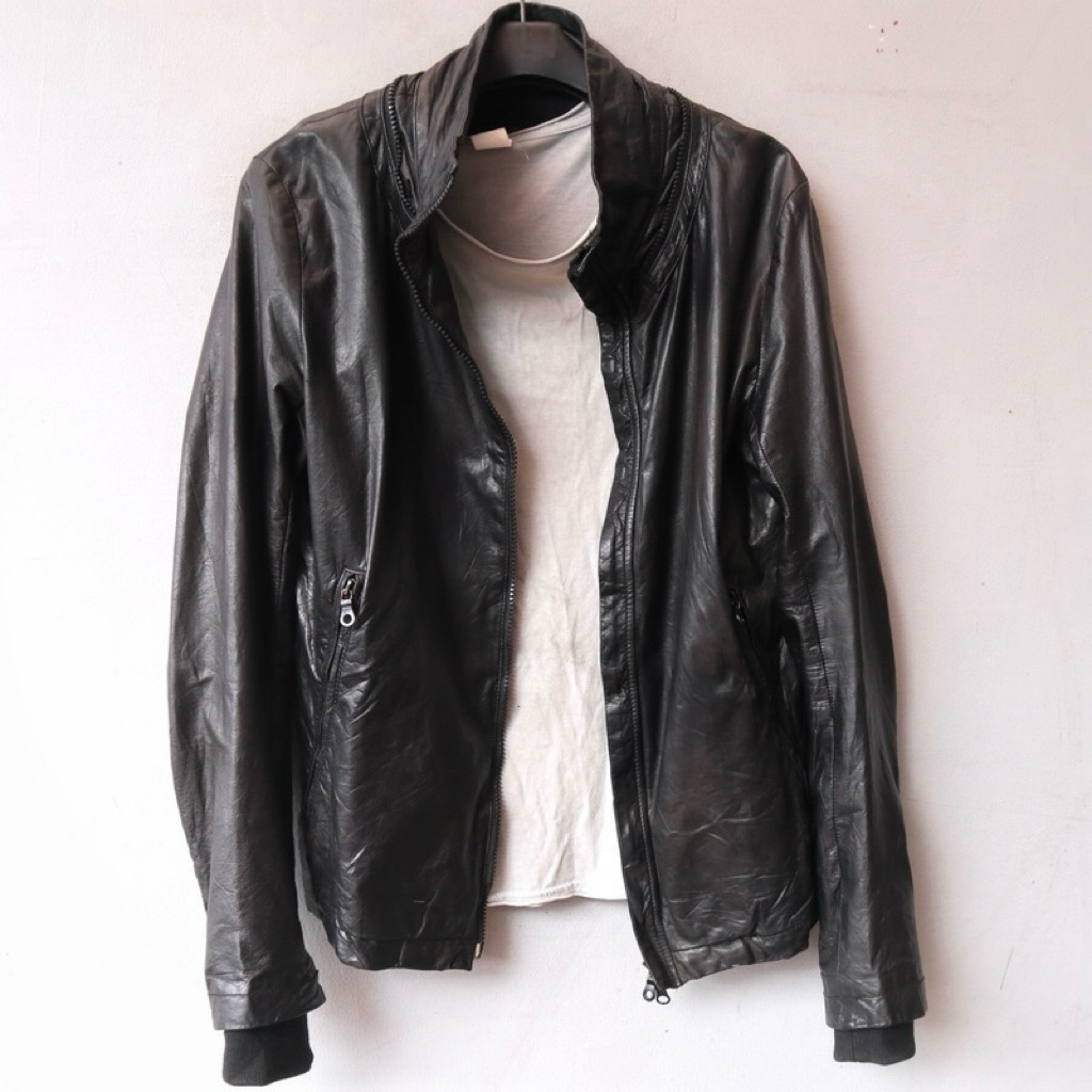 Jaket kulit asli M domba slim sanghai koko biker rider casual genuine lether jacket pl bekas prelove