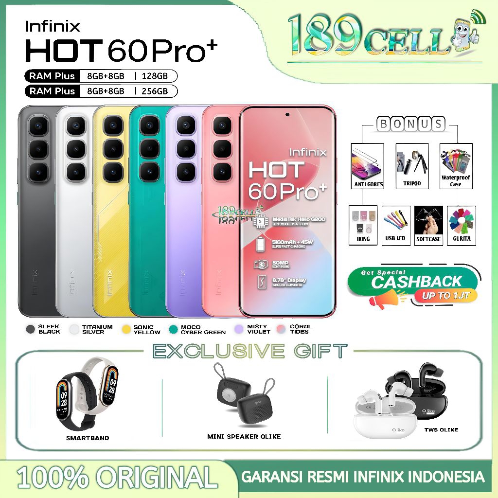 Infinix Hot 60 Pro+ NFC [8/128GB] [8/256GB] - 50MP Camera, Mediatek Helio G200 - Hot60Pro Plus