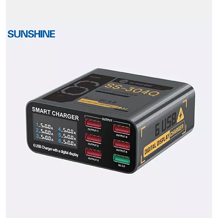 SUNSHINE SS-304Q SMART LIGHTNING CHARGER 6 USB PORTS DIGITAL DISPLAY SS304Q