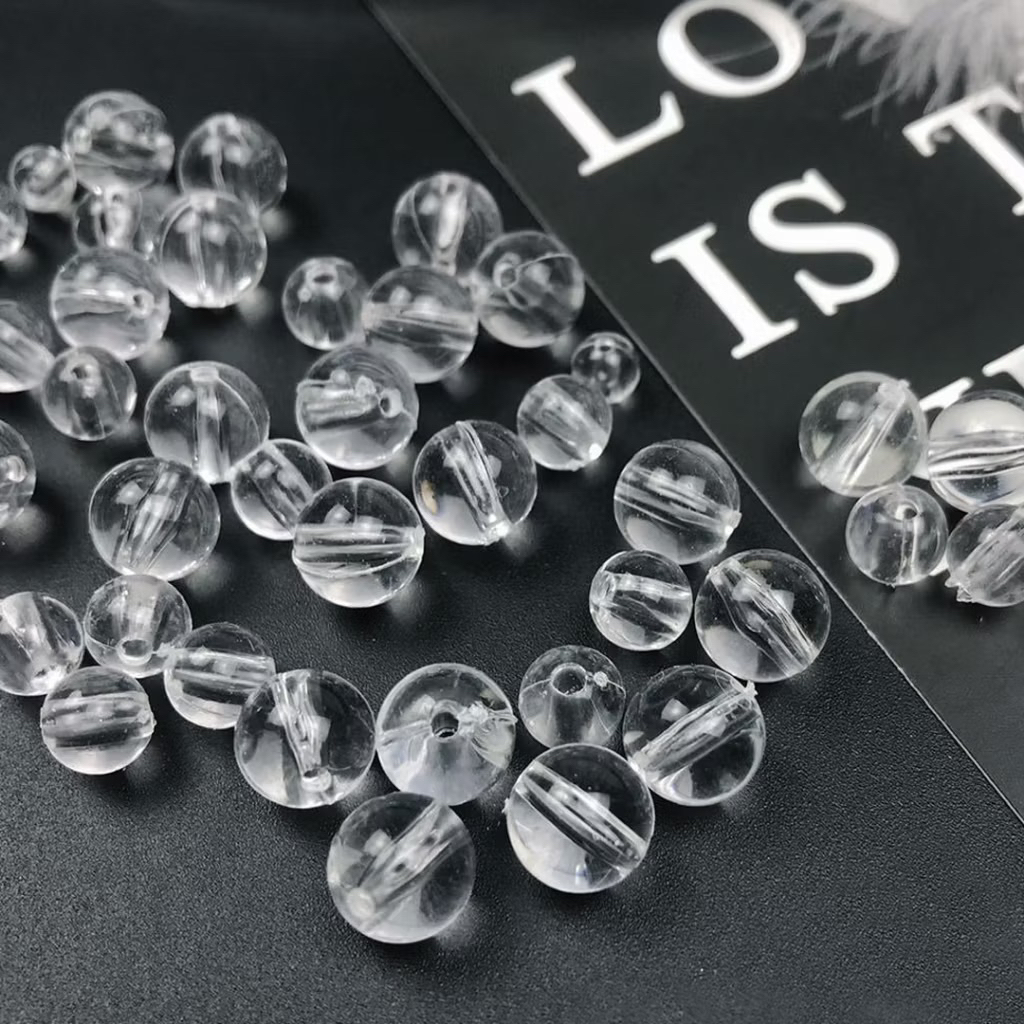 (100 pcs) Manik Mote Bulat Bening Polos Transparan 4 mm