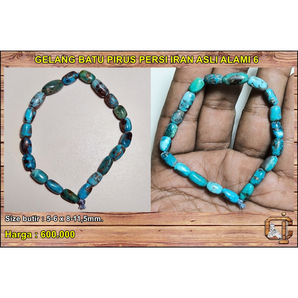 Gelang batu pirus iran asli alami antik.