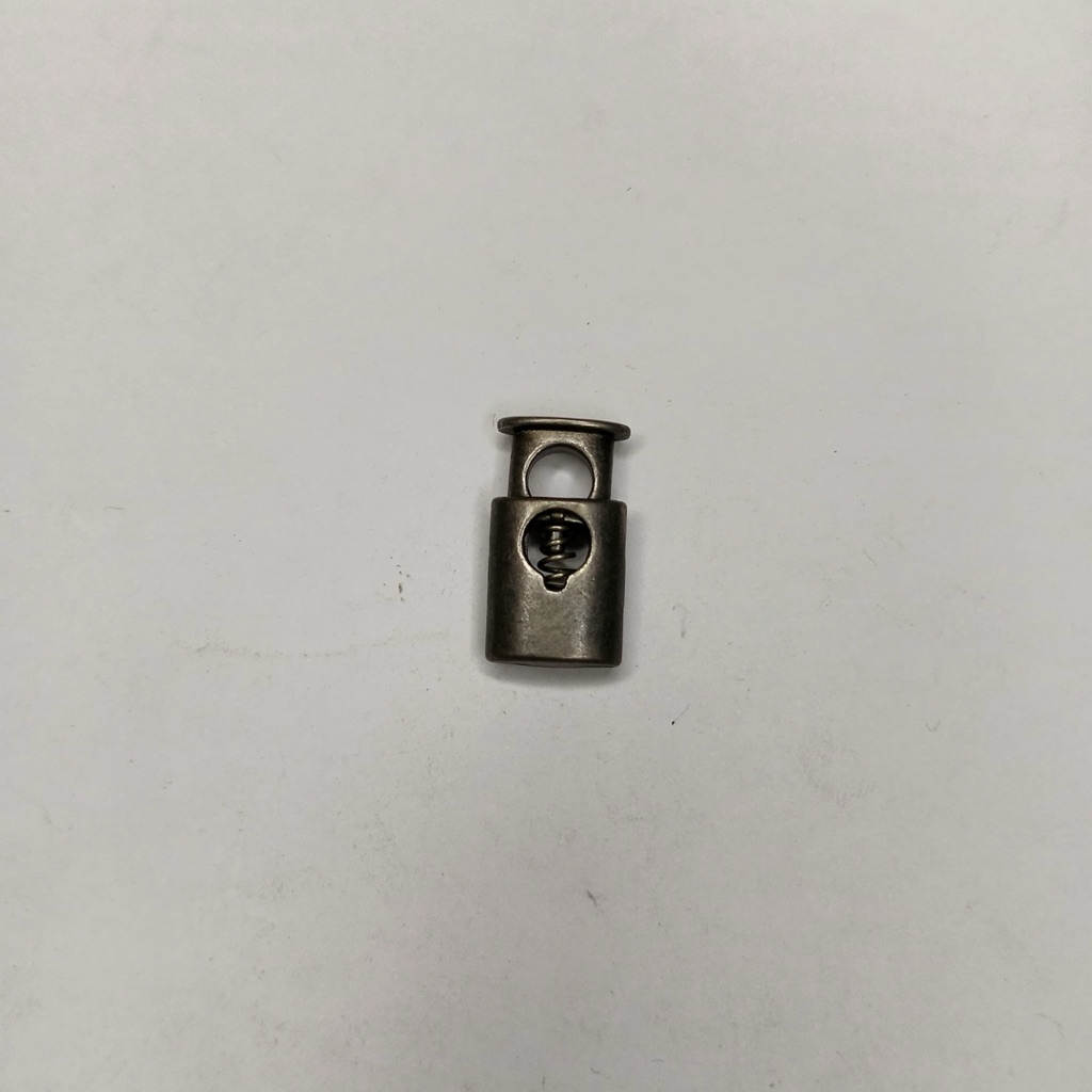 Stopper Tali Serut Besi Pendek/Metal Cord Lock Spring Toggle  -Model Tabung ukuran 1cm