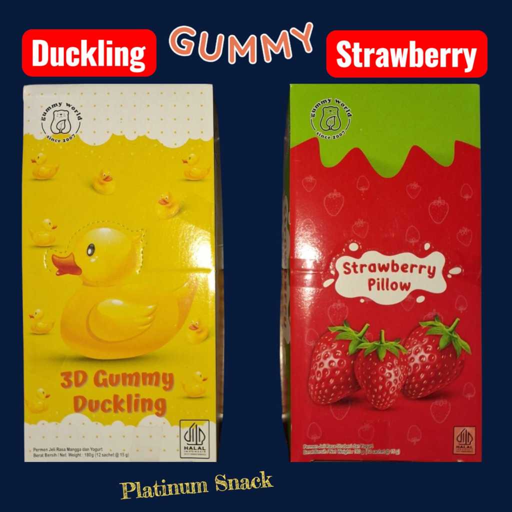 3D Gummy Duckling | Strawberry Pillow | Isi 12 Sachet
