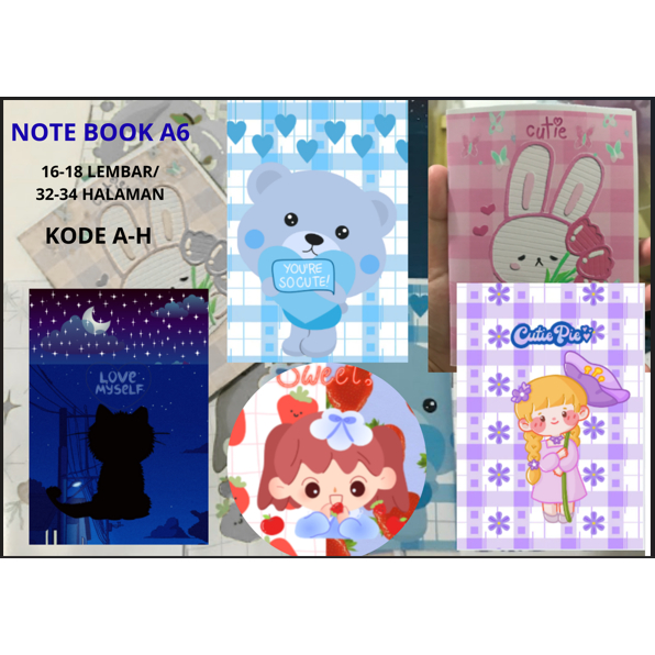 

Buku Tulis Kecil Notebook Mini A6 Motif Kartun 16 Lembar Scrapbook Catatan Notes Notepad Karakter
