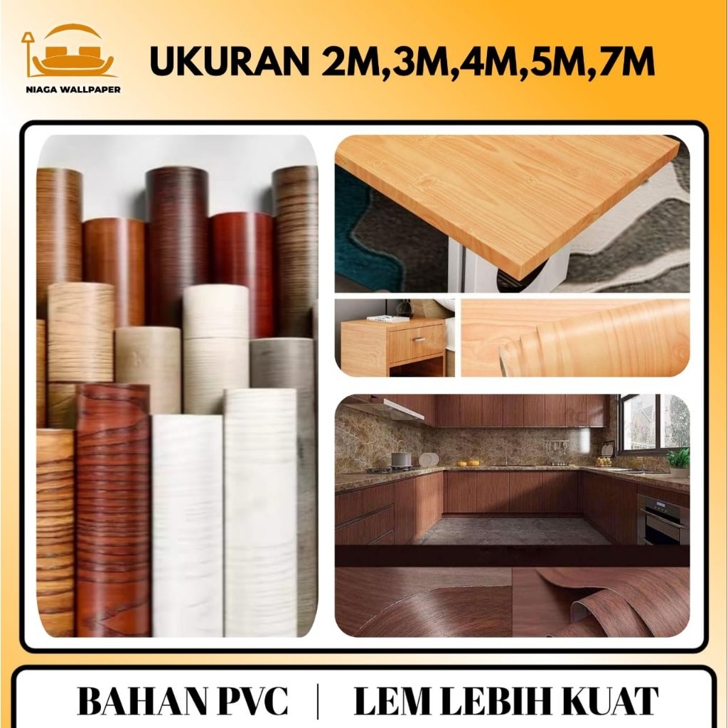 Sticker Motif Kayu PVC Sheet Sticker Pelapis Furniture Meja Lemari Pintu