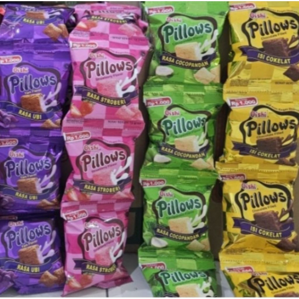 

Oishi pillow ubi/ strawberry/ cocopandan/ cokelat