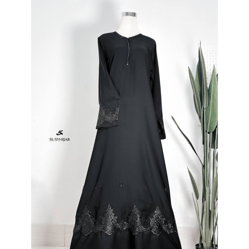 susyhijab new comer gamis dress HALIMAH premium umroh haji safar kajian hitam saudi abaya dubai mast