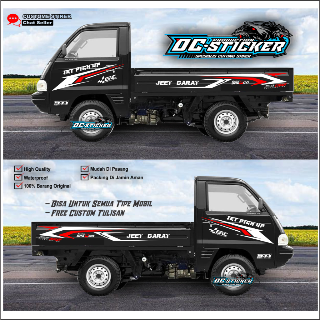 Stiker cutting mobil pick up carry futura colt t120ss stiker list body samping JEET DARAT mobil suzu