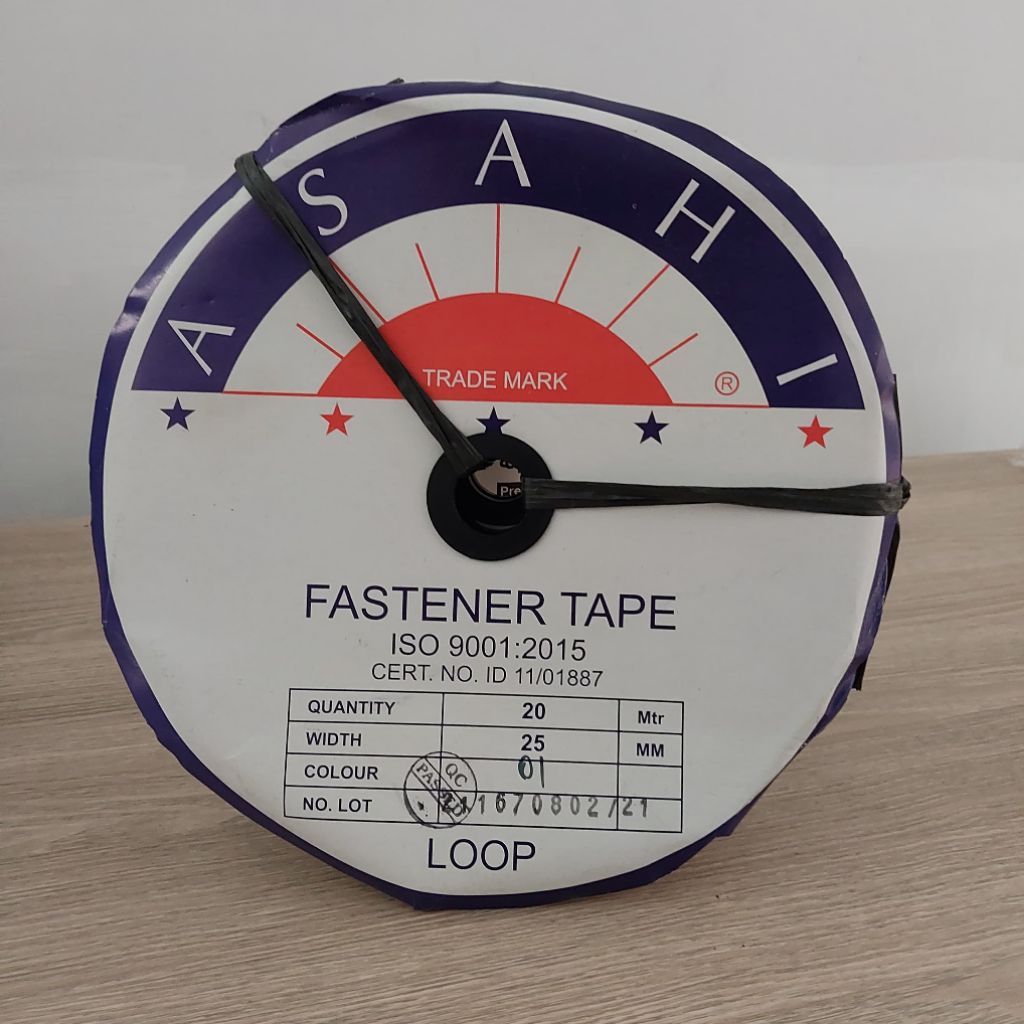 Velcro Perekat Kasar Halus Merk Asahi Magic Tape Lebar 25 mm Perepet Warna Putih 1 Pasang Sepasang P