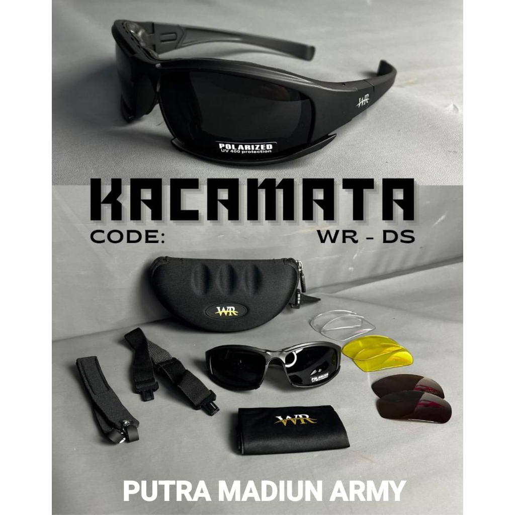 Kacamata Tactical / kacamata WR Tactical 4 lensa / kacamata WR-DS