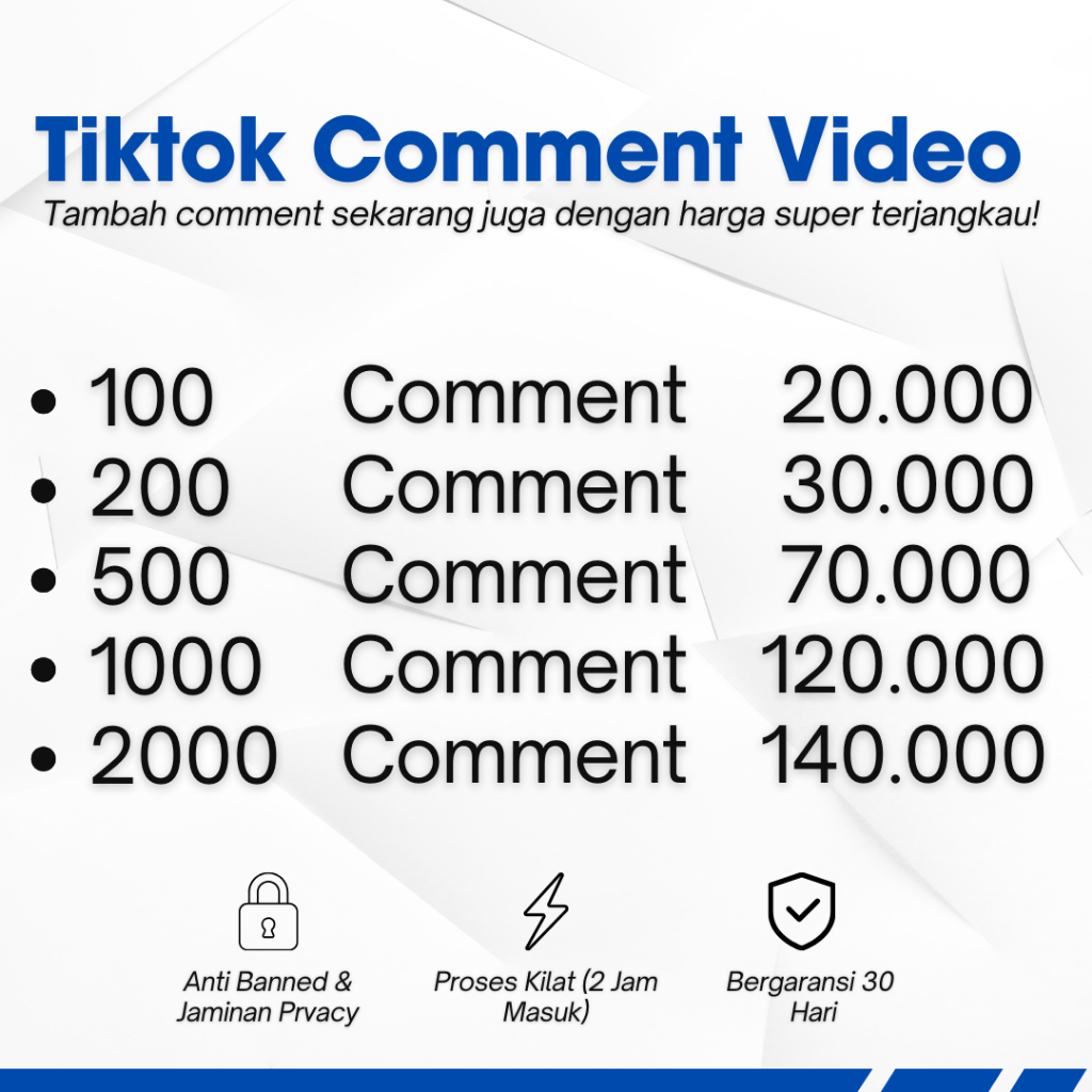 

Jasa Comment Video Tiktok 100% Akun Aktif