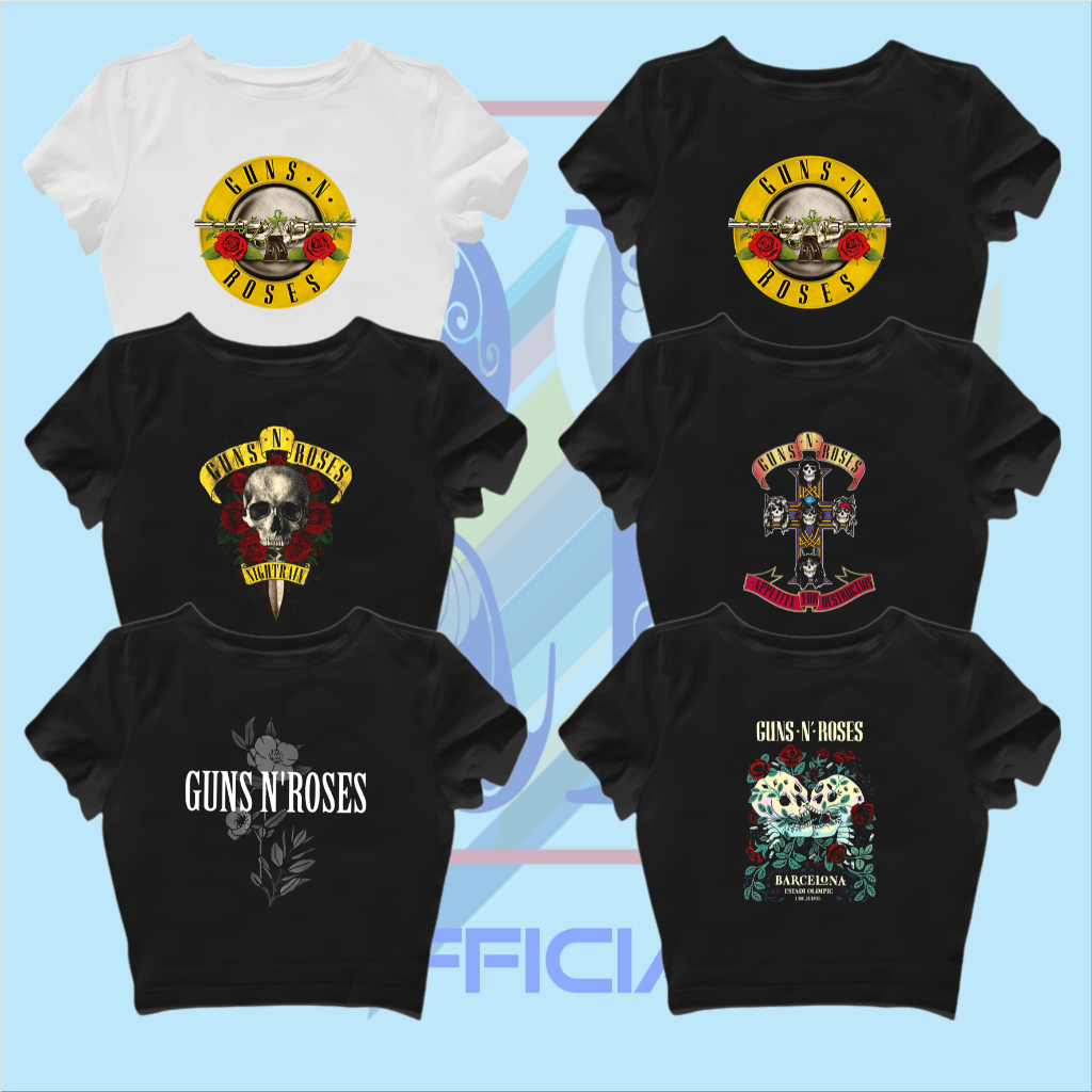 CROP TOP BAND GUNS N ROSES | BABY TEE CROP TEE BAND METAL GNR APPATITE BARCELONA TOUR SERIES | GRUNG