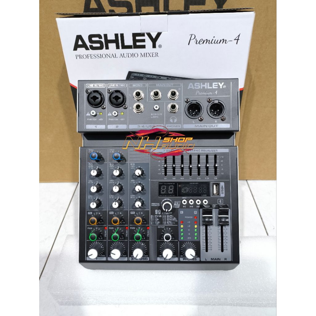 Mixer Audio Ashley Premium4 Premium 4 Original 4 Chanel USB Bluetooth Soundcard Efek Digital Reverb 