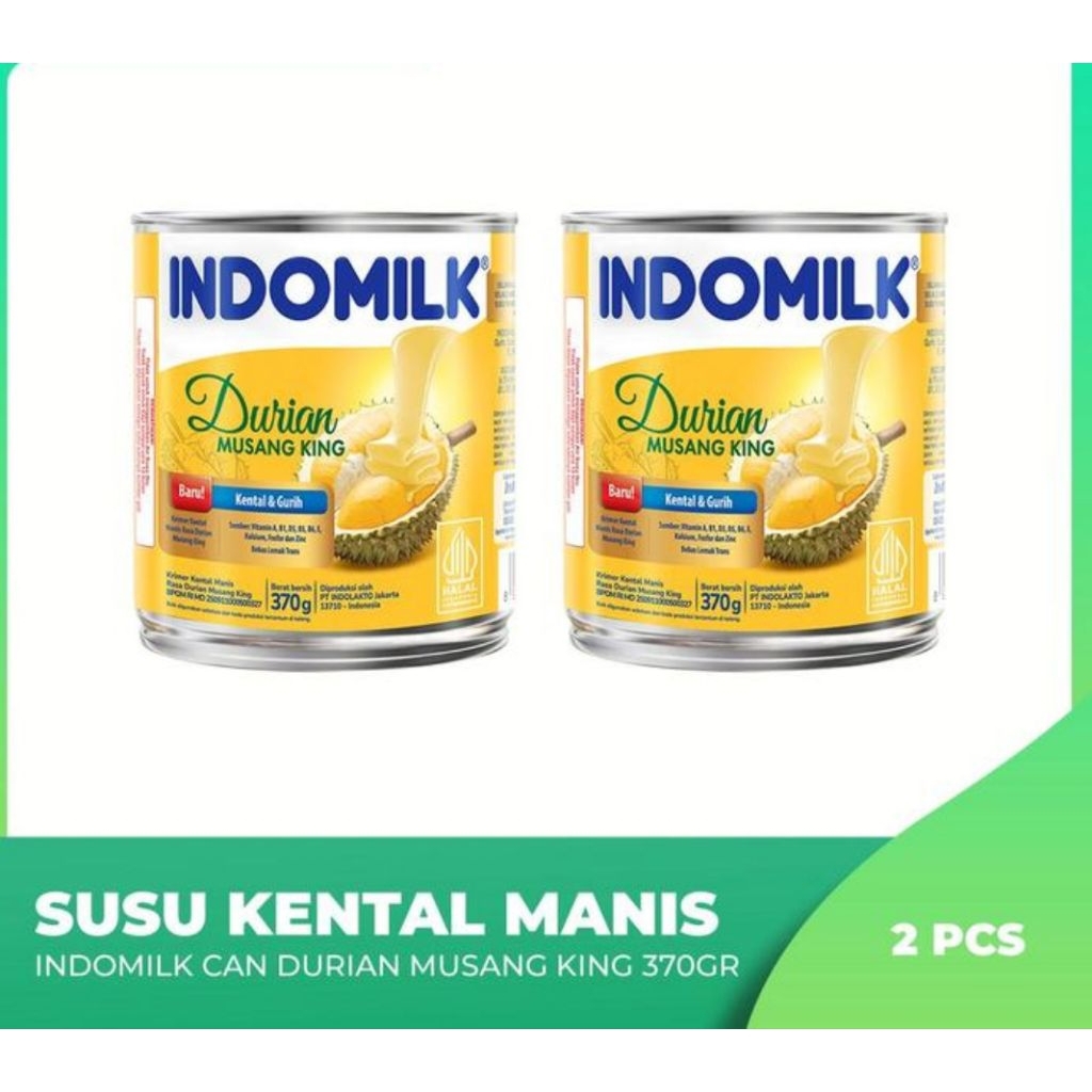 

2 Pcs Indomilk Krimer Kental Manis Durian Musang King 370 g