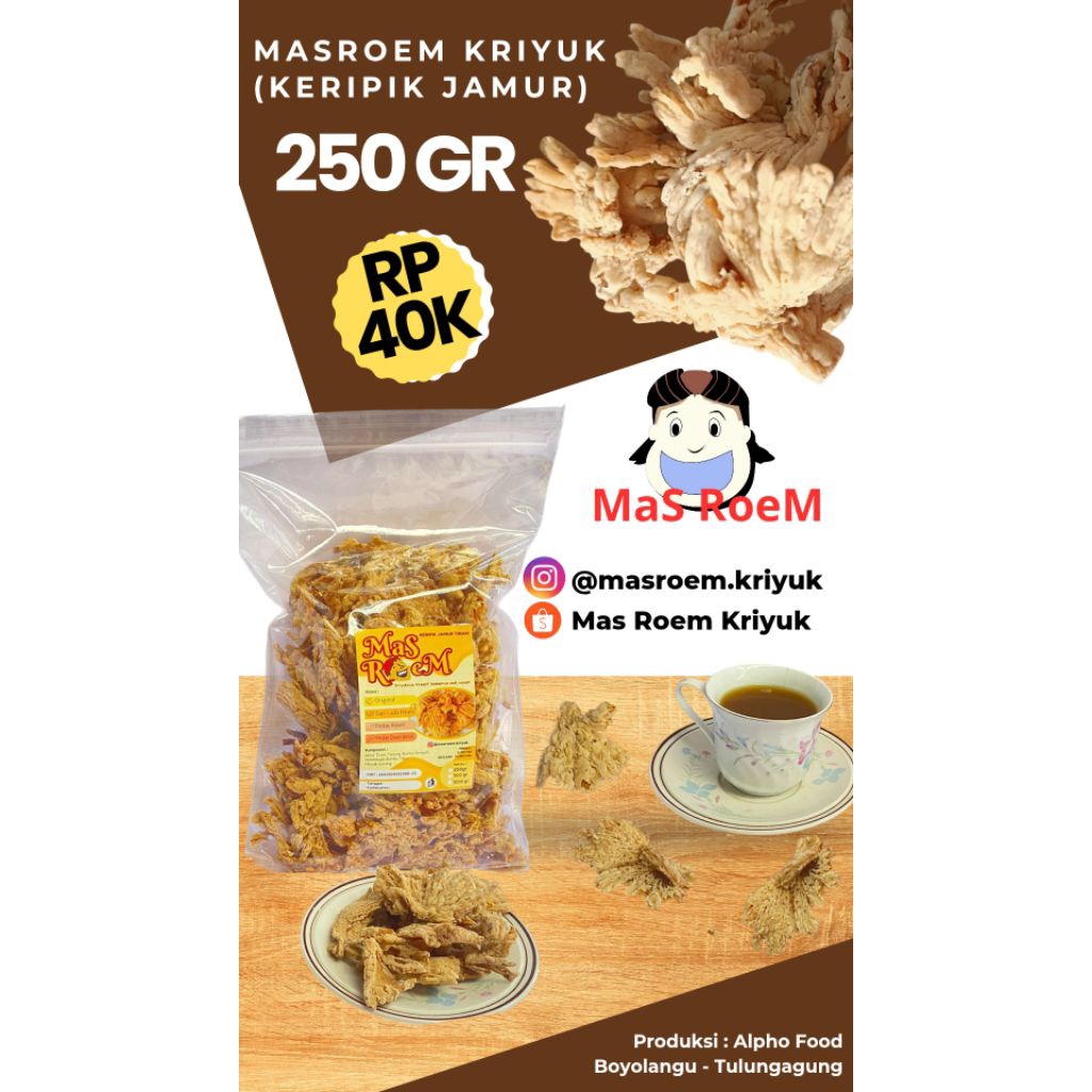 

MasRoem Keripik Jamur Kriyuk Jamur Crispy 250 gram