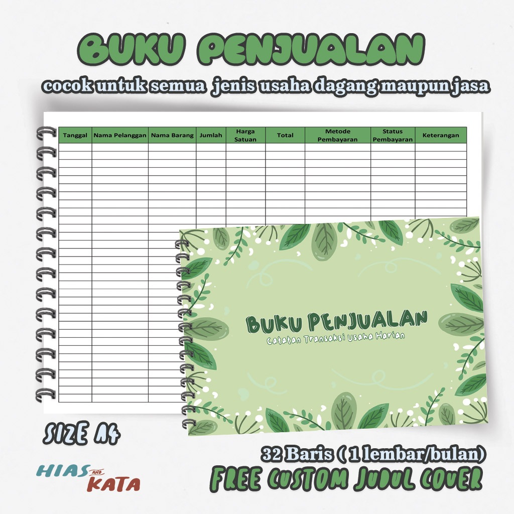 

Buku Penjualan Rekap Transaksi Harian Toko Warung Online Shop A4 Spiral (Free Custom Judul Cover)