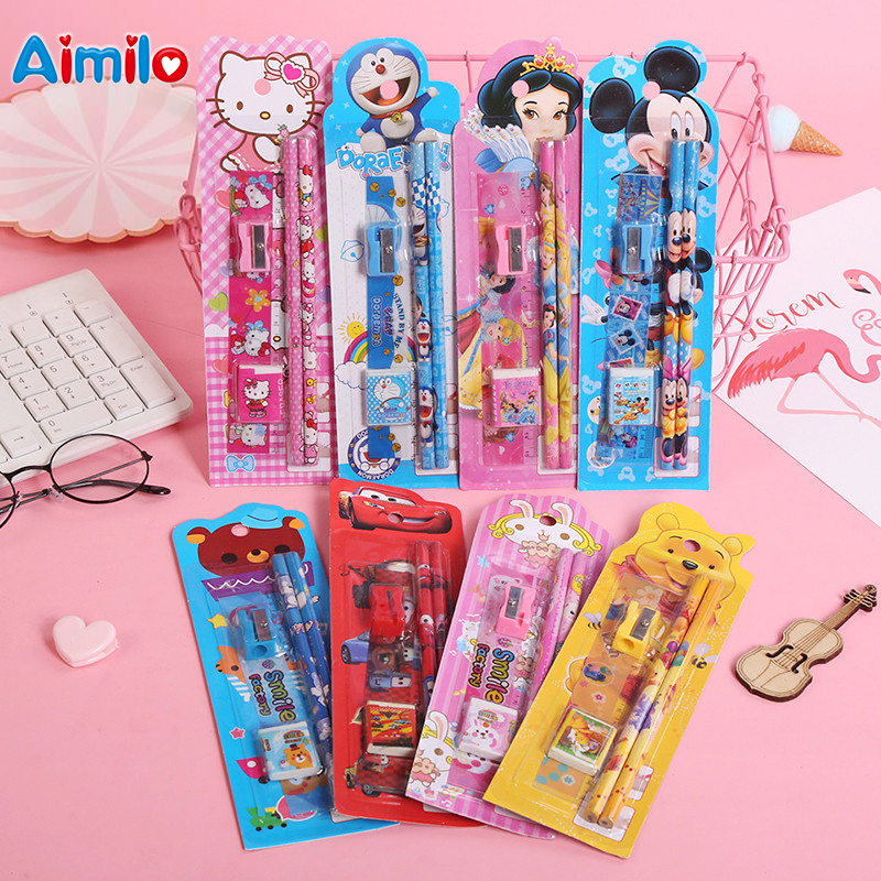 

Kiddypicks - Pensil Set Anak 5in1 Set Alat Tulis Pensil Lucu Dan Penghapus Stationery