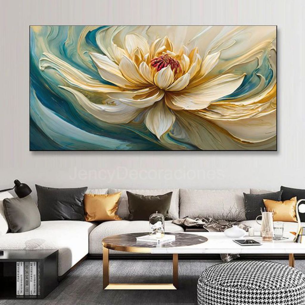 lukisan bunga teratai,lukisan teratai cantik,lukisan teratai modern minimalis