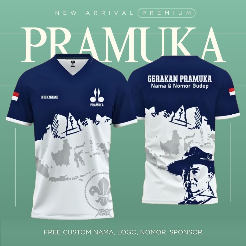 Jersey/Kaos Pramuka Lengan Pendek Full Printing Gratis Custom *Nama/Logo/Nomor/Sponsor* Bahan Dry Fi