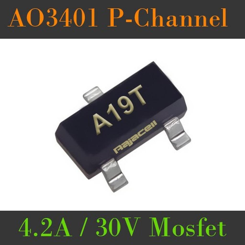 AO3401 A19T Mosfet P-Channel 4.2A 30V SMD SOT-23 FET