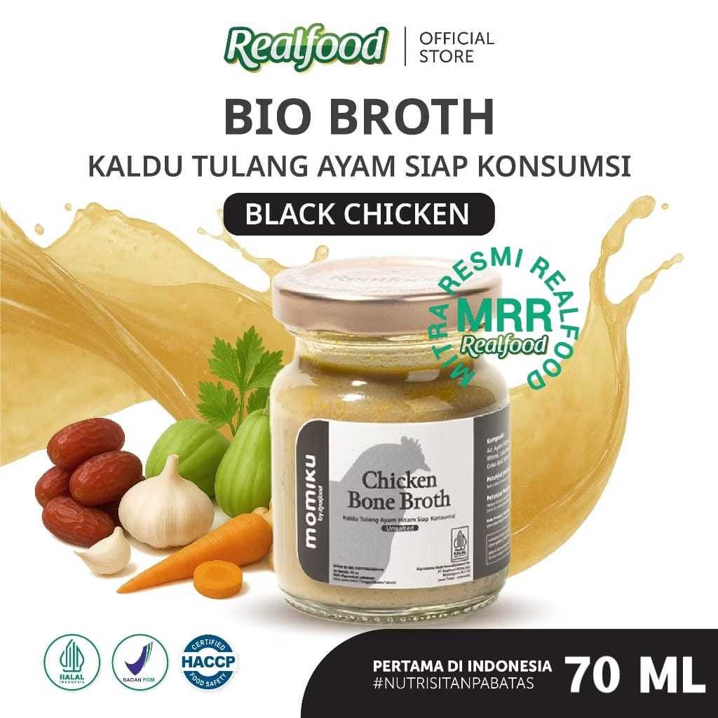 

Limited Edition ! Realfood Momiku Black Chicken Bone Broth ( Minuman Kaldu Ayam Hitam ) Untuk Mpasi & Pemulihan Pasca Melahirkan