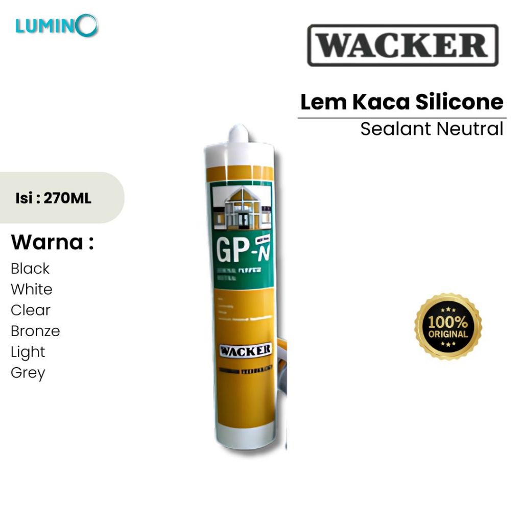Wacker - Lem Silicone Netral / Sealant Non Asam Serbaguna Kaca Alumunium Wall Panel Bangunan PVC WPC