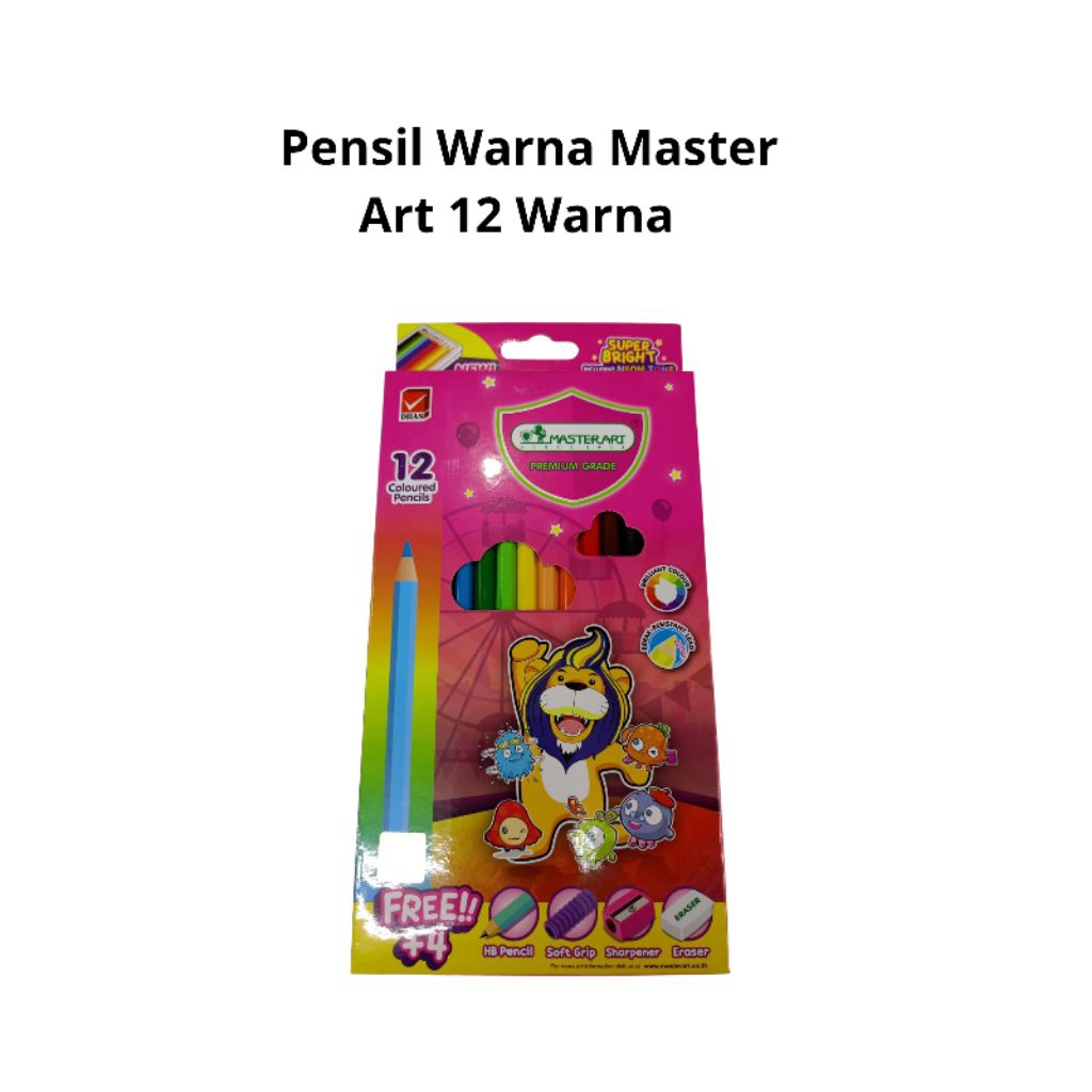 

Pensil Warna Master Art isi 12 Warna , bonus serutan, penghapus, grip dan pensil HB