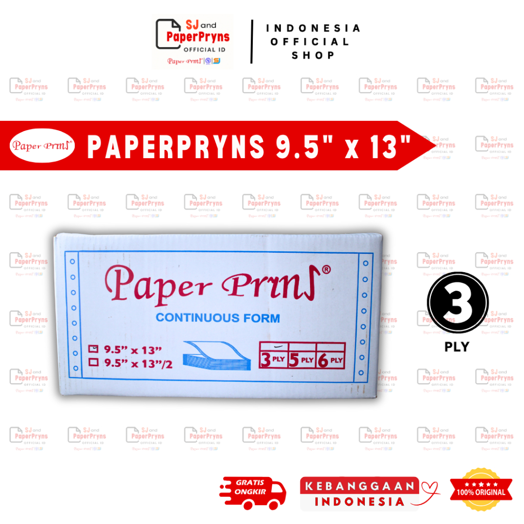 

PAPERPRYNS Kertas Continuous Form 9,5" × 13" (3 PLY) NCR Sheets