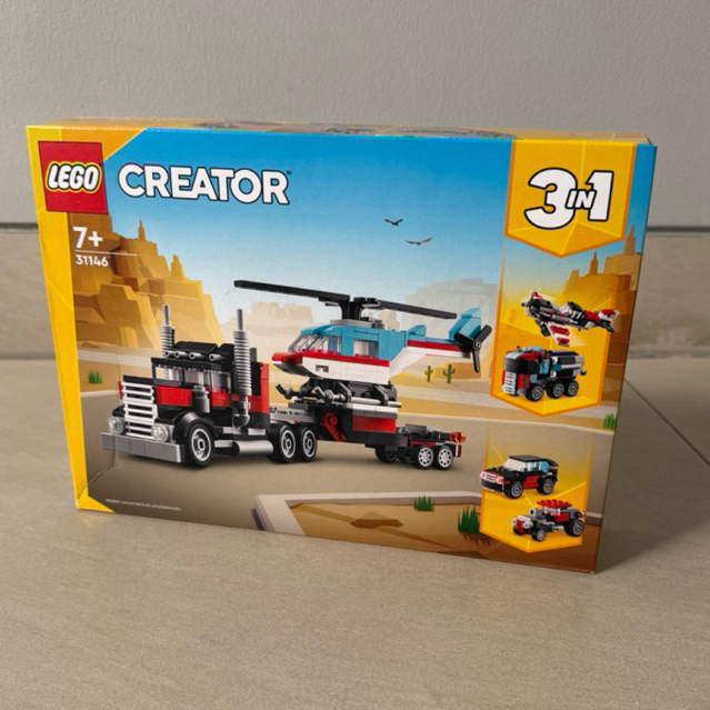 Mainan Lego Creator 3in1 Truk Derek dengan Helikopter 31146