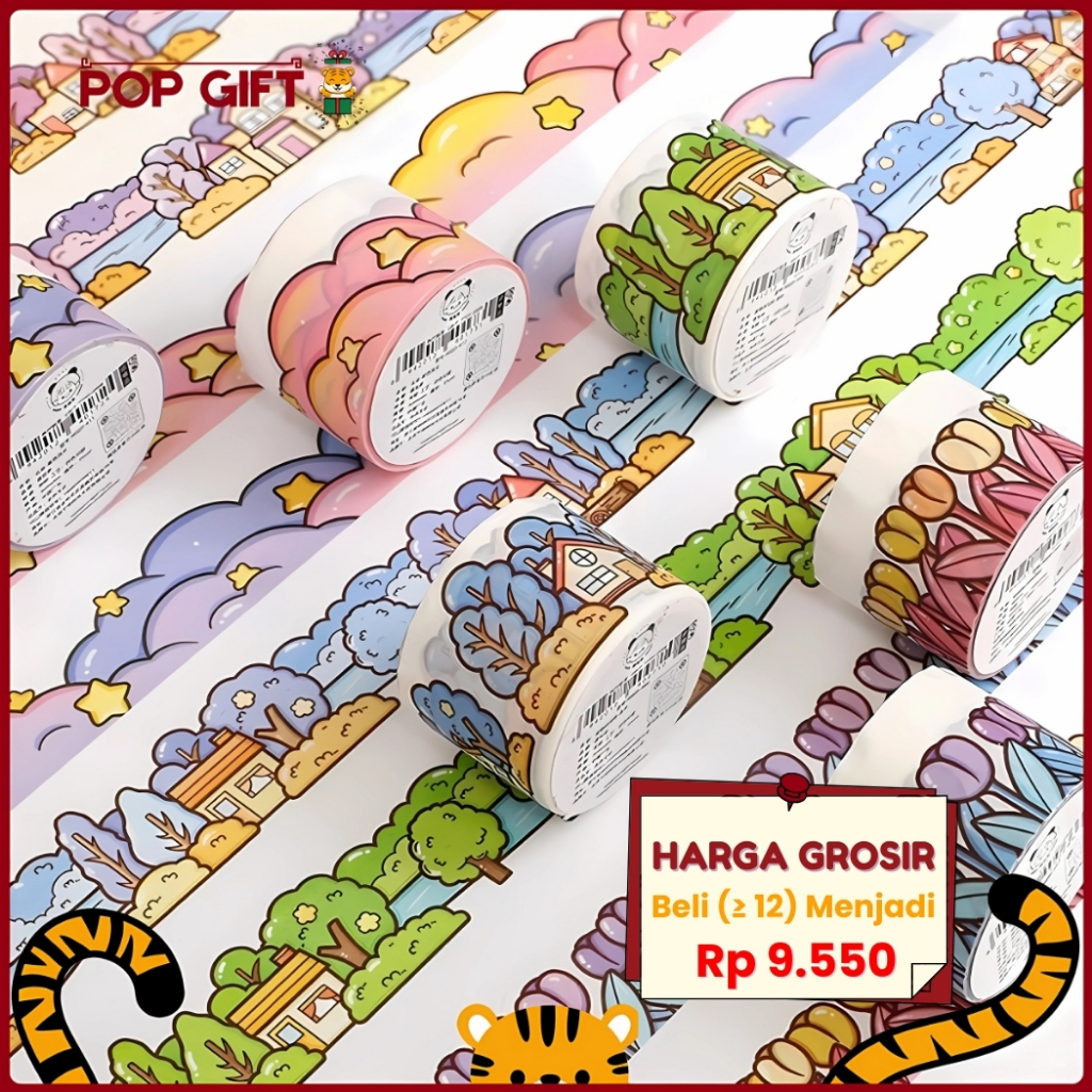 

PG Washitape Masking Tape Stiker Buat Dekor Buku Jurnal Frame Bertema Awan Bunga Rumah CUTIE TLD110