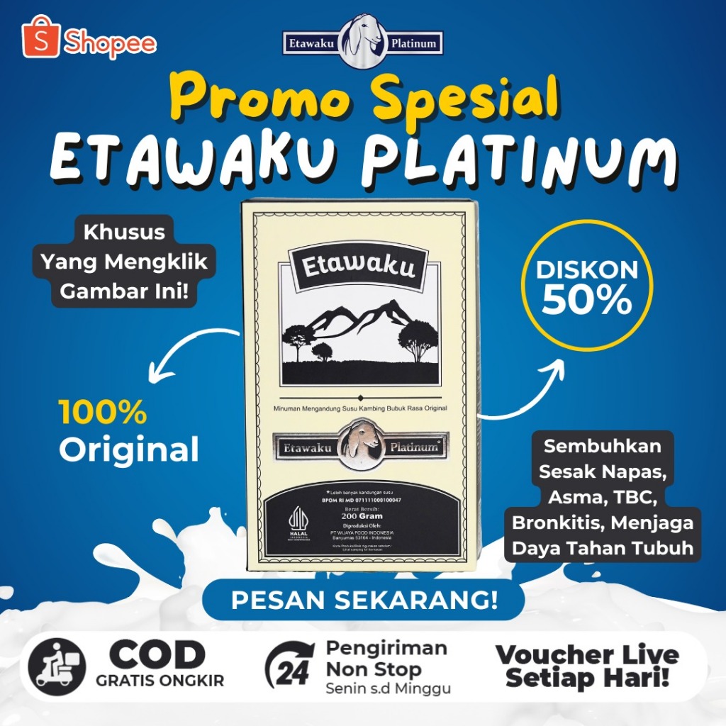 

PROMO Etawaku Platinum - Susu Etawa Murni Sembuhkan Asma Sesak Napas Bronkhitis dan Paru Paru Original