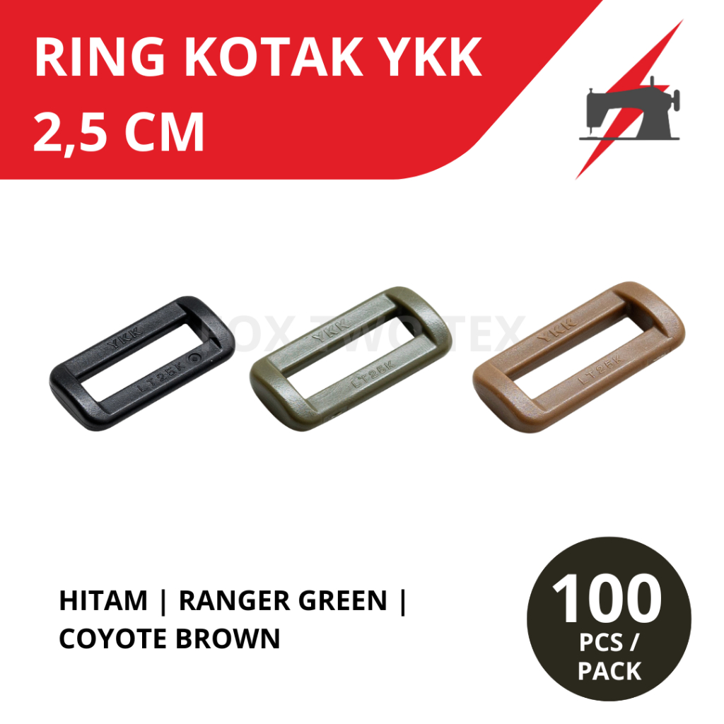 GROSIR LOOP YKK 2,5 CM 100PCS / RING KOTAK YKK 2,5 CM / PENGIKAT STRAP YKK 2,5CM AKSESORIS PLASTIK