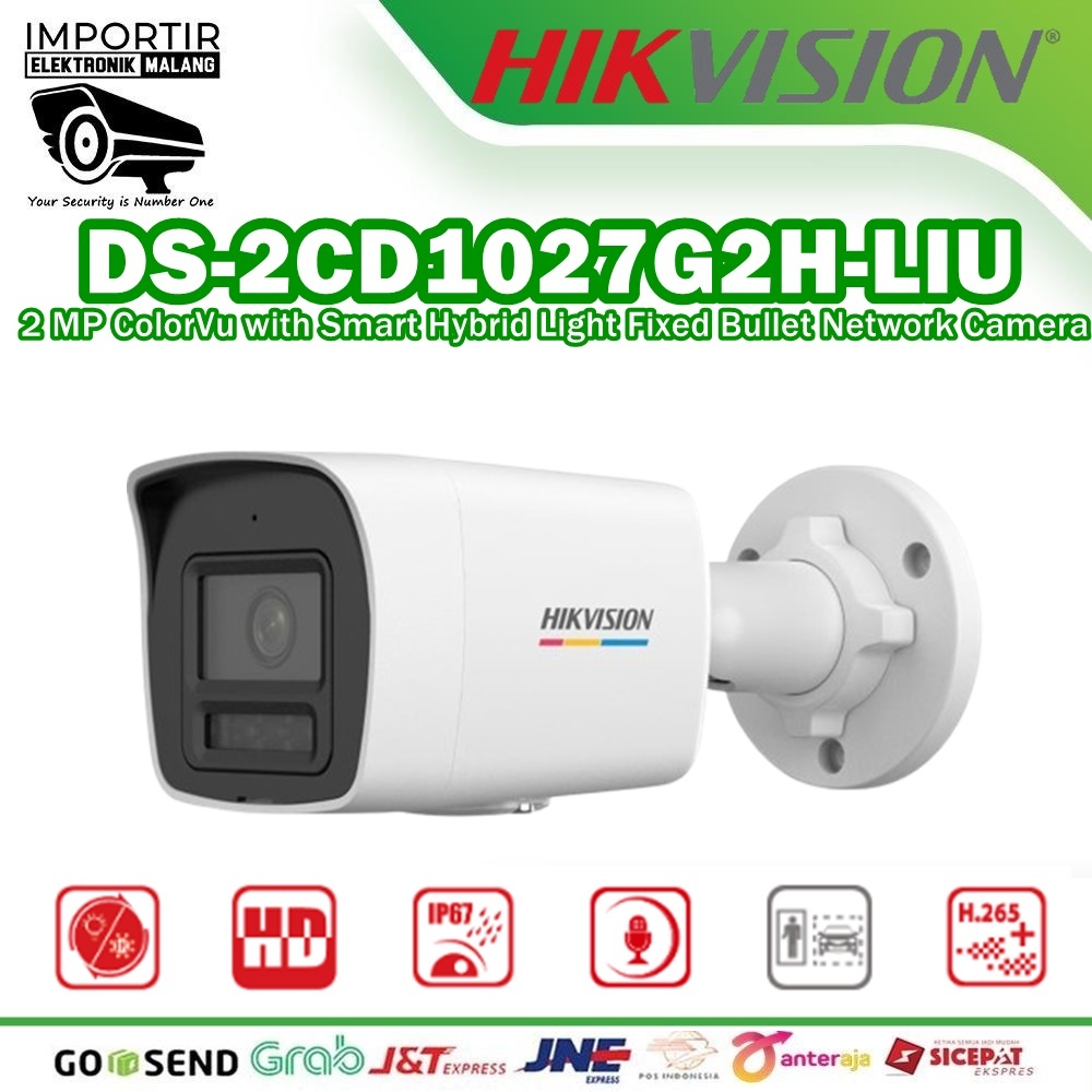 IP Cam HIKVISION 2MP Outdoor DS-2CD1027G2H-LIU ColorVu Full color